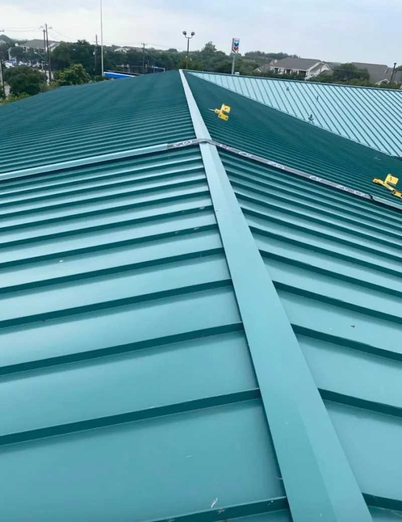 Green commercial metal roof ridge and valley for Metal Roof Repair in Crestline